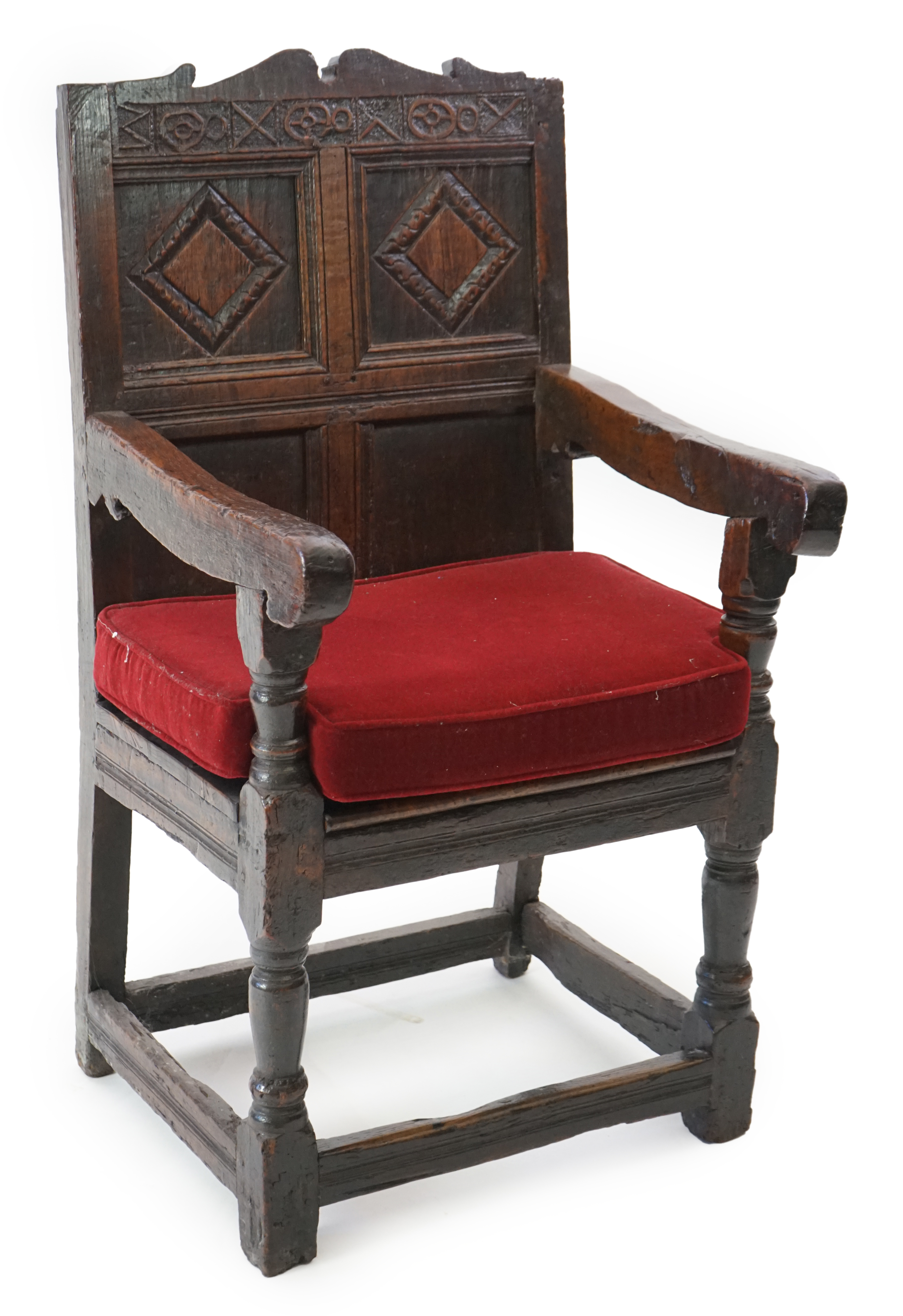 A 17th century and later oak Wainscot elbow chair